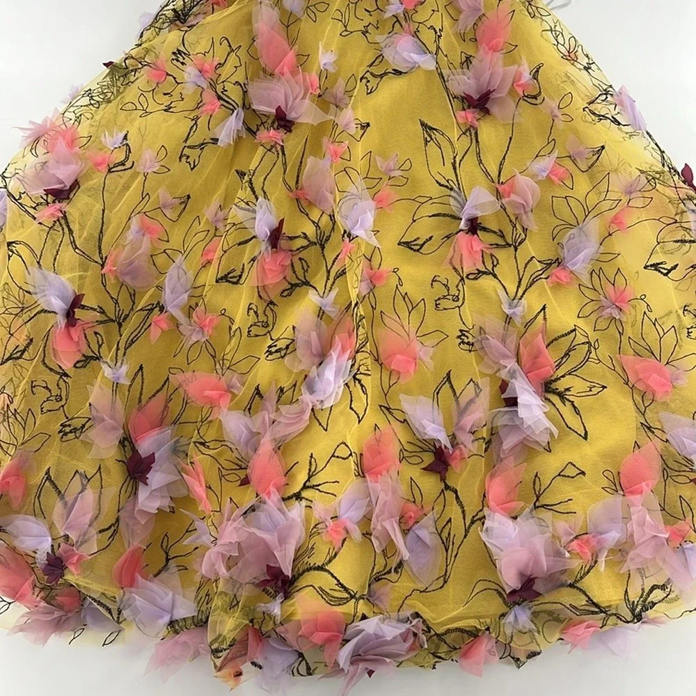 Marchesa tulle floral fairy whimsical wedding guest romantic‎ midi dress NWT